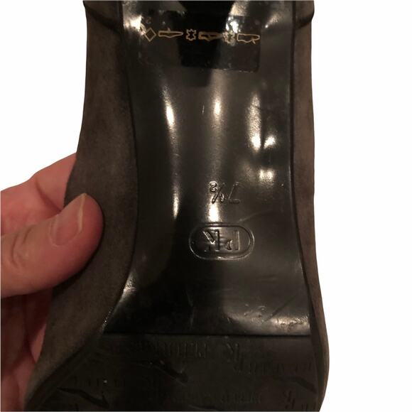 Peter Kaiser Grey Suede Low Heels Vintage Designer Retro shoe 7.5 pumps VTG - Picture 6 of 12